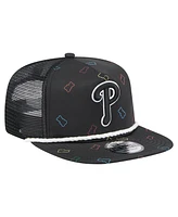 New Era Men's Black Philadelphia Phillies Gummy Golfer Trucker Adjustable Hat