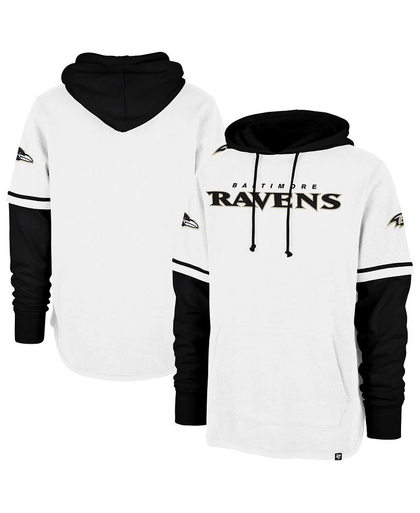 '47 Brand Men's White Baltimore Ravens Trifecta Shortstop Pullover Hoodie