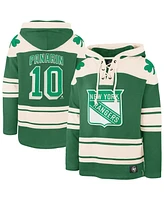 '47 Brand Men's Artemi Panarin Kelly Green New York Rangers St. Patrick's Day Player Name Number Lacer Pullover Hoodie
