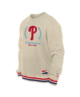 New Era Men's Cream Philadelphia Phillies Throwback Pullover Sweatshirt