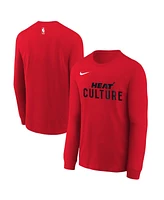 Nike Big Boys and Girls Red Miami Heat 2024/25 City Edition Wordmark Performance Long Sleeve T-Shirt