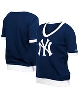 New Era Women's Navy York Yankees Game Day Rhinestone V-Neck T-Shirt