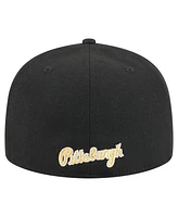 New Era Men's Black Pittsburgh Pirates Overlap 59FIFTY Fitted Hat