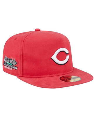 New Era Men's Red Cincinnati Reds Championship Side Flag A-Frame 59FIFTY Fitted Hat