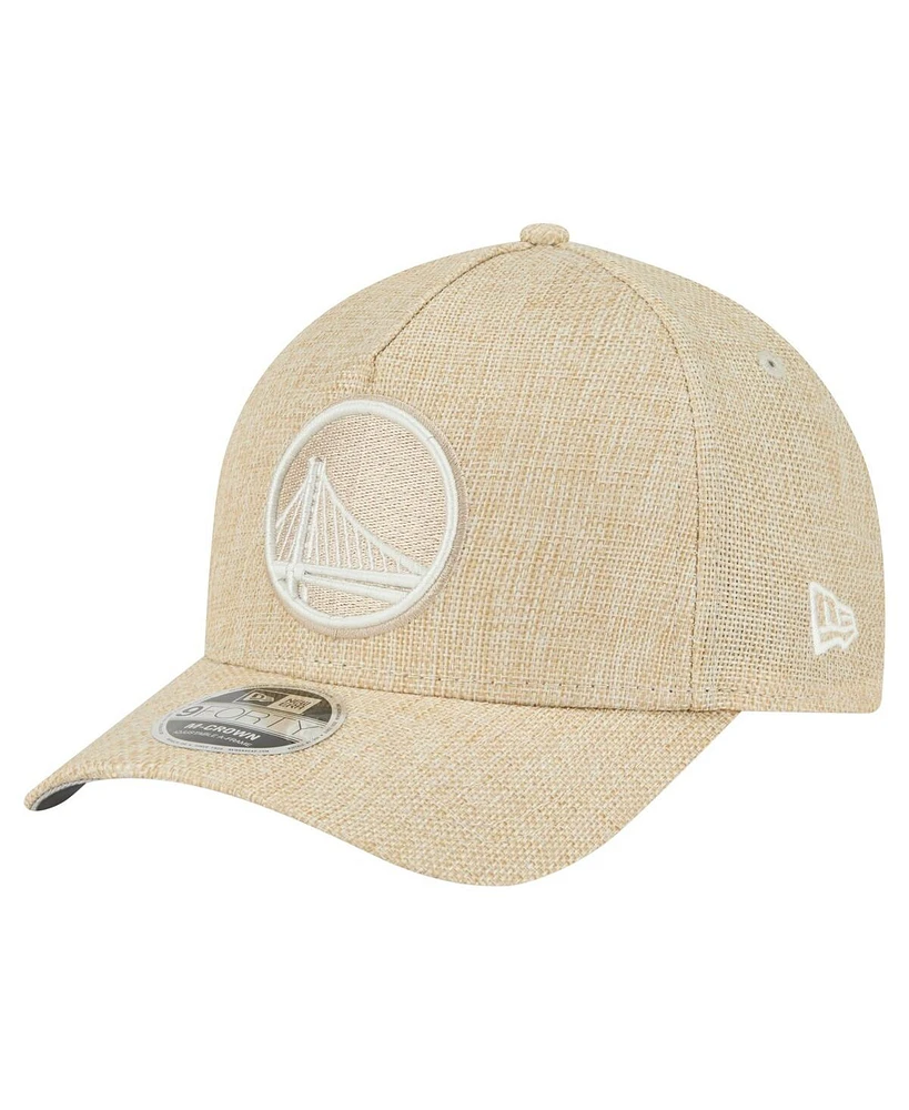 New Era Men's Tan Golden State Warriors Injection Woven A-Frame 9FORTY Adjustable Hat