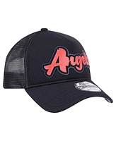 New Era Men's Black Los Angeles Angels Retro Bold A-Frame Trucker 9FORTY Adjustable Hat