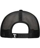 New Era Men's Black Texas Rangers Retro Bold A-Frame Trucker 9FORTY Adjustable Hat