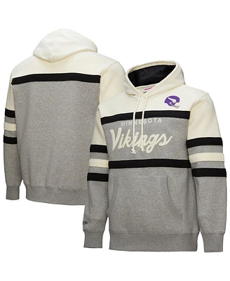 Mitchell & Ness Men's Heather Gray Minnesota Vikings Head Coach Vintage Logo Pullover Hoodie