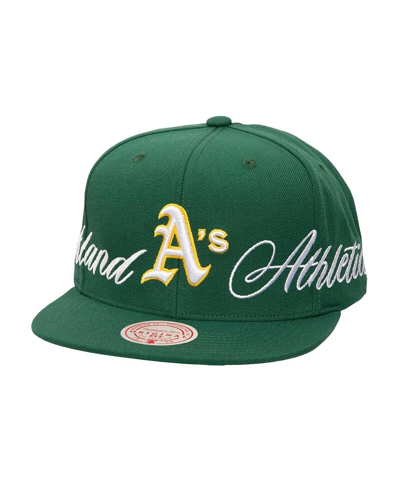 Mitchell & Ness Men's Green Oakland Athletics Just Don x Mlb Lux Script Snapback Hat