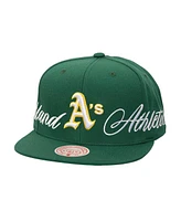 Mitchell & Ness Men's Green Oakland Athletics Just Don x Mlb Lux Script Snapback Hat
