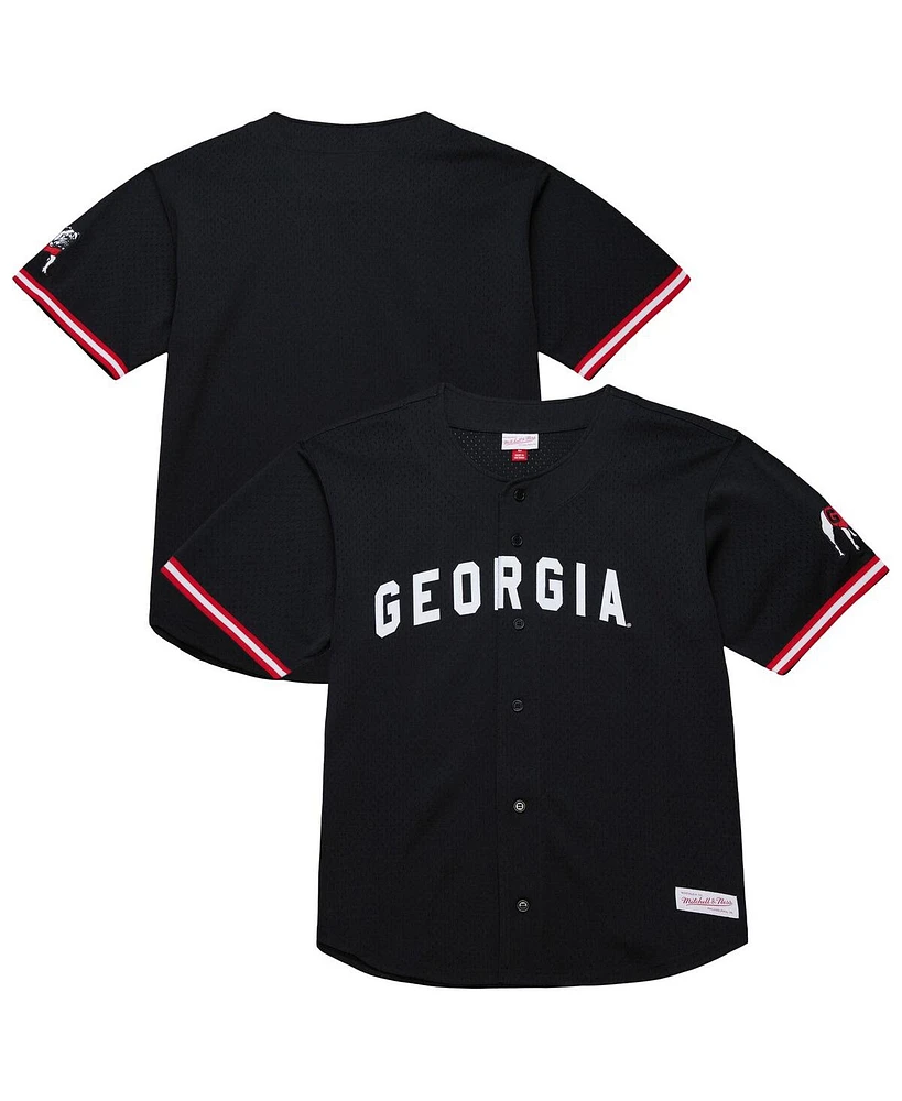 Mitchell & Ness Men's Black Georgia Bulldogs On The Clock Full-Button Fashion Jersey