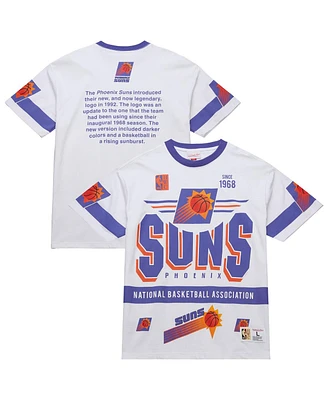 Mitchell & Ness Men's and Women's White Phoenix Suns Hardwood Classics Vintage Team Origins Premium T-Shirt