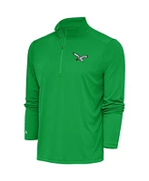 Antigua Men's Kelly Green Philadelphia Eagles Throwback Logo Tribute Quarter-Zip Pullover Top