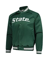 Mitchell & Ness Men's Green Michigan State Spartans Lightweight Current Logo Satin Full-Snap Jacket