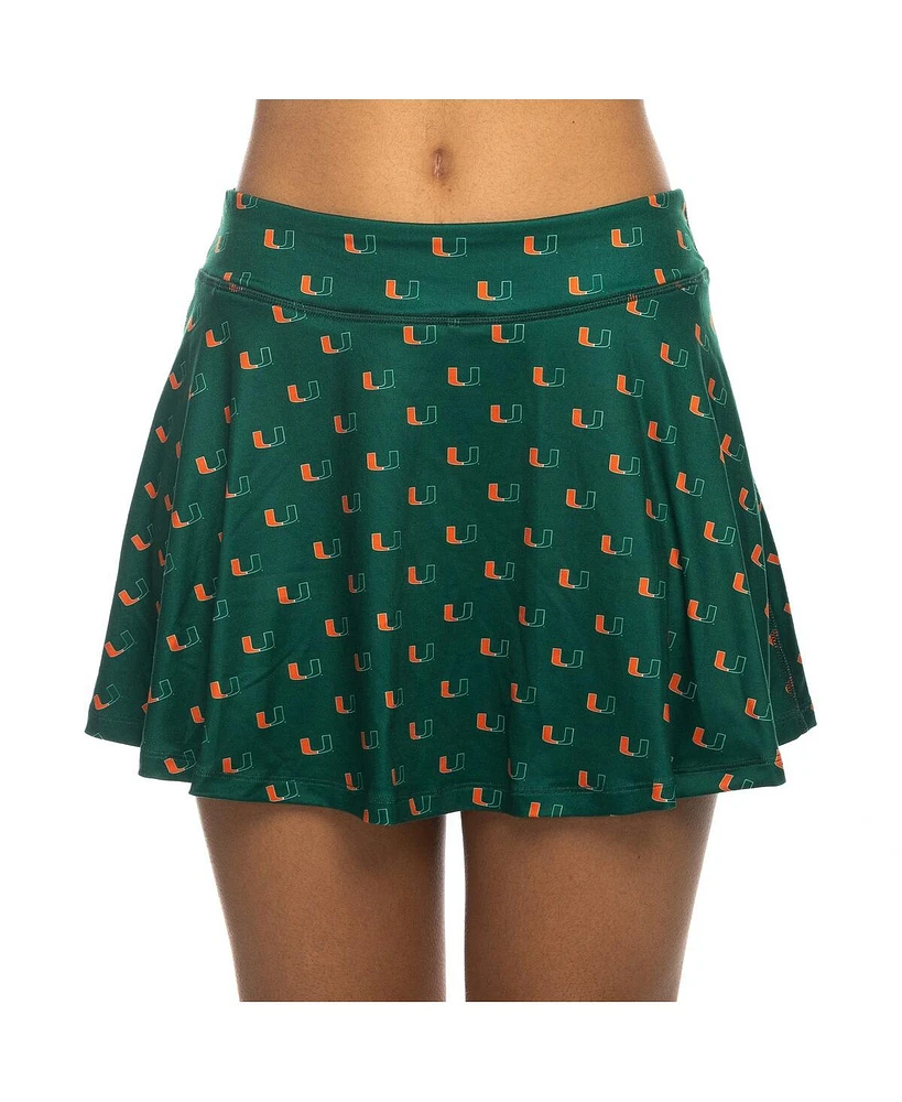 ZooZatz Women's Green Miami Hurricanes All-Over Print Flowy Skort