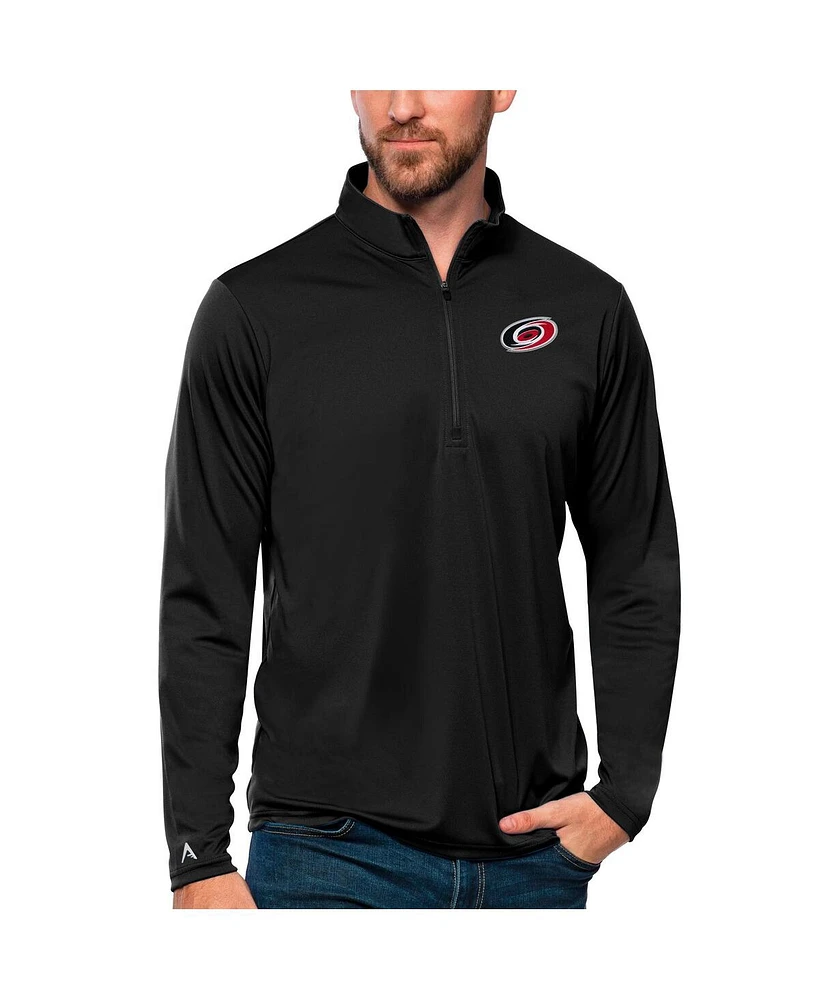 Antigua Men's Black Carolina Hurricanes Tribute Quarter-Zip Pullover Top