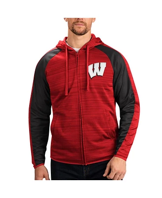 G-iii Sports by Carl Banks Men's Red Wisconsin Badgers Neutral Zone Raglan Full-Zip Track Hoodie Jacket