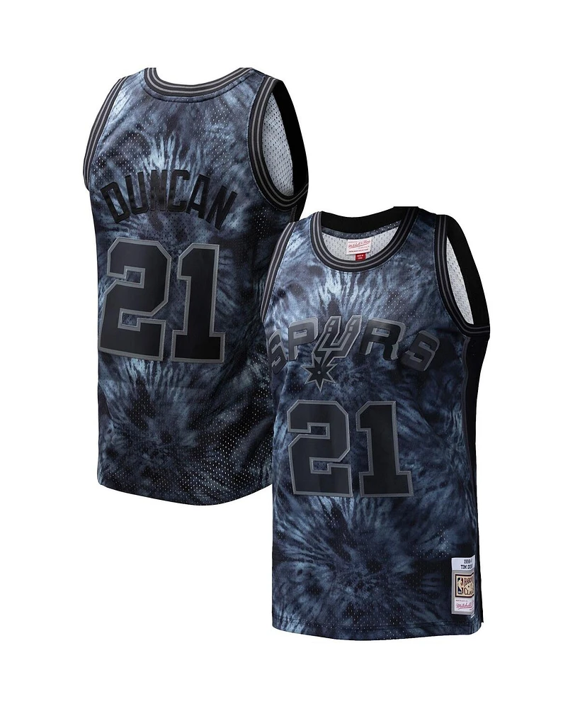 Mitchell & Ness Men's Tim Duncan Black San Antonio Spurs Hardwood Classics 1998/99 Tie-Dye Swingman Jersey