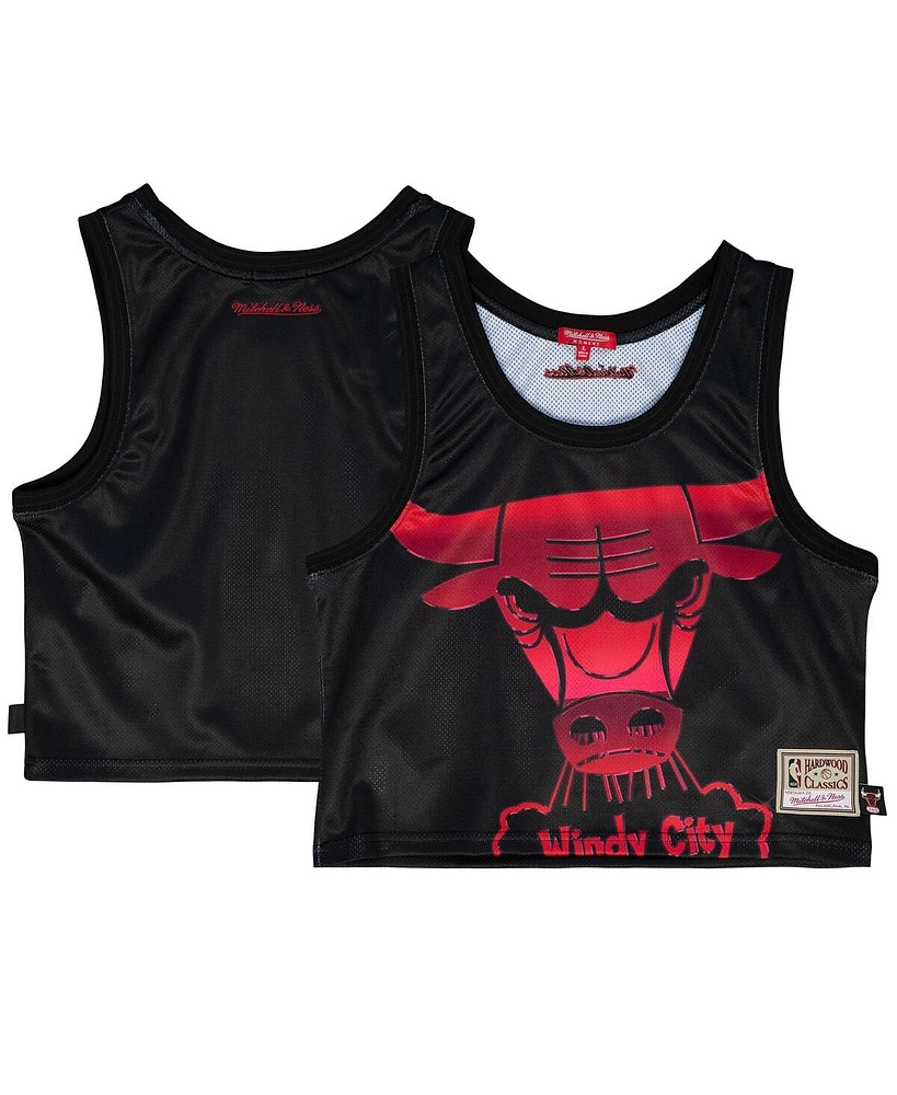 Mitchell & Ness Women's Black Chicago Bulls Hardwood Classics Big Face 4.0 Cropped Tank Top