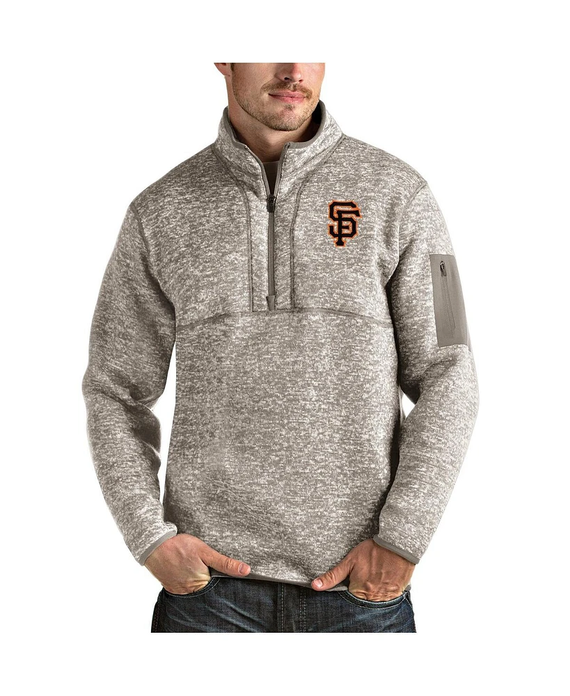 Antigua Men's Oatmeal San Francisco Giants Fortune Quarter-Zip Pullover Jacket
