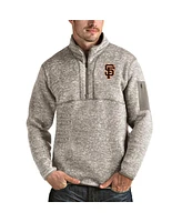 Antigua Men's Oatmeal San Francisco Giants Fortune Quarter-Zip Pullover Jacket