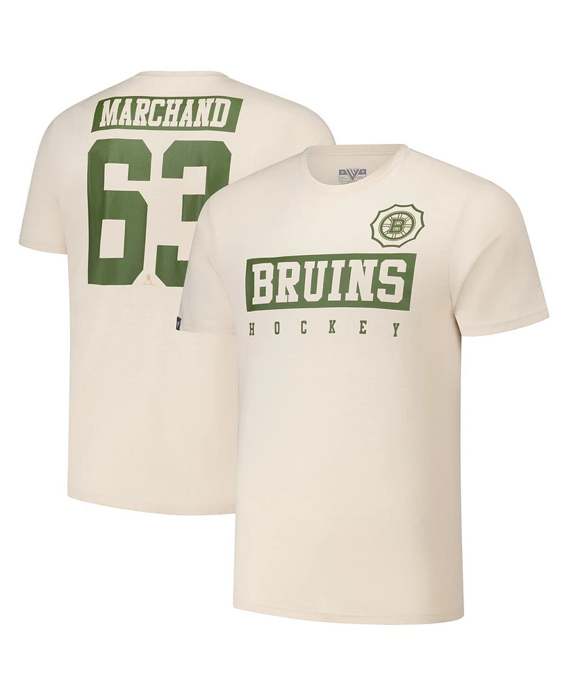 LevelWear Men's Brad Marchand Khaki Boston Bruins 2024 Nhl Military Appreciation Richmond Delta Player Name Number T-Shirt
