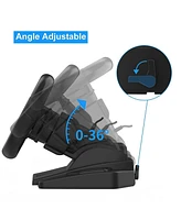180° Racing Steering Wheel with Pedals – Adjustable Tilt & Height, Dual Motor Vibration for Pc, PS3, PS4, Switch, and Android