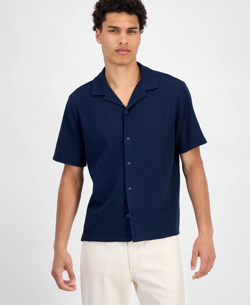 Sun + Stone Men's Waffle-Knit Button-Down Shirt, Exclusively at Macy's