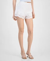 Guess Women's Dessa Embroidered Linen Shorts