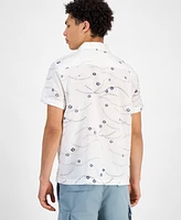 Sun + Stone Men's Damien Short Sleeve Abstract Print Button-Front Shirt, Exclusively at Macy's