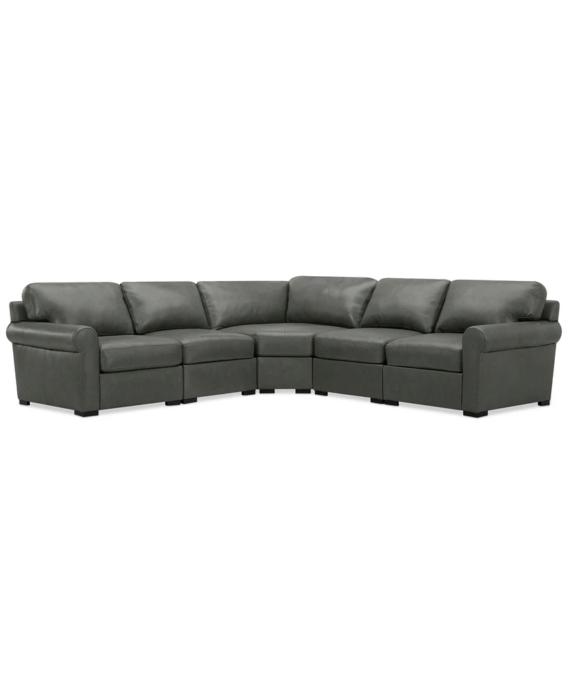 Radley Roll Arm 117" -Pc. Leather Wedge Corner L Sectional