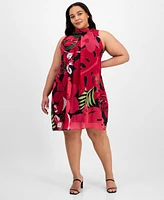 Robbie Bee Plus Bow-Back Printed Trapeze Dress