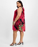 Robbie Bee Plus Bow-Back Printed Trapeze Dress
