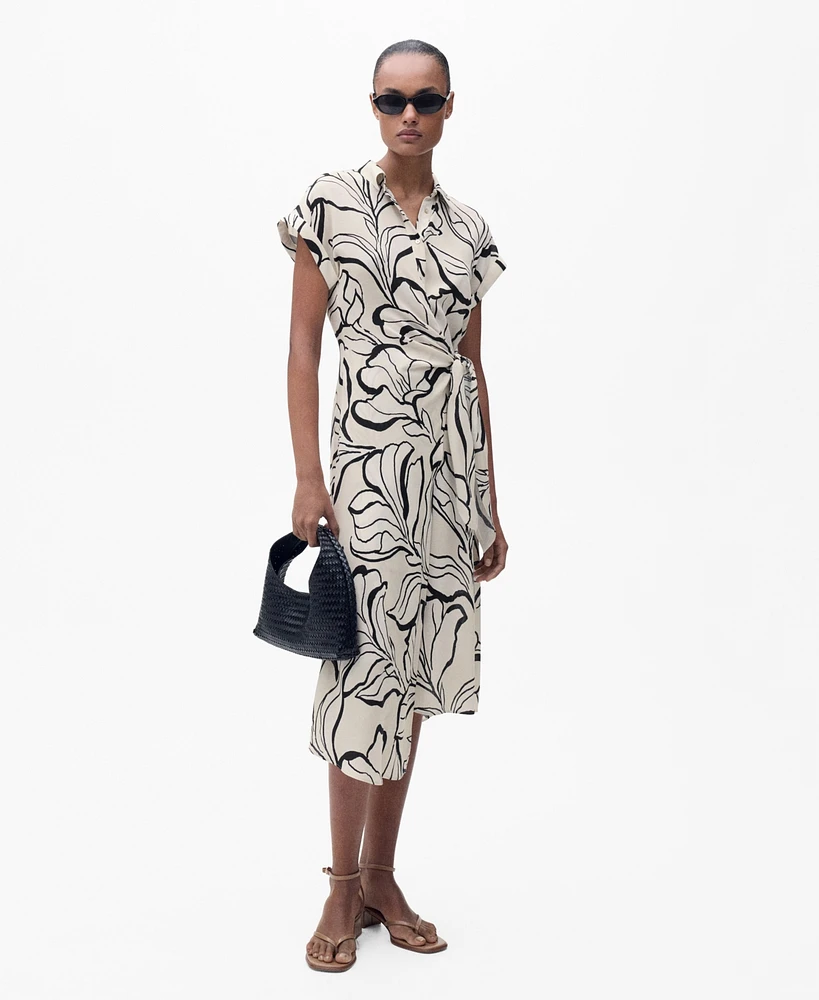 Mango Women's Knot Detail Printed Dress