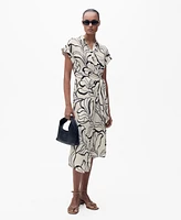 Mango Women's Knot Detail Printed Dress