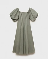 Mango Women's Puffed-Sleeve Linen Dress