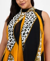 Robbie Bee Plus Printed Mock-Neck Sleeveless Shift Dress