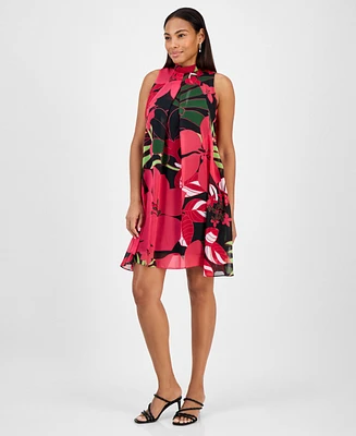 Robbie Bee Petite Printed Bow-Back Trapeze Dress