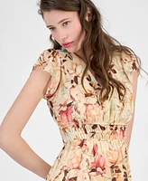 Guess Women's Flutter-Sleeve Brigada Ruffle Dress