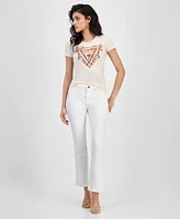 Guess Women's Triangle Flowers Short-Sleeve Tee