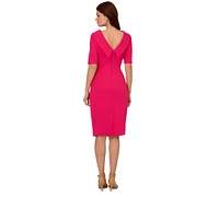 Adrianna Papell Women's Roll-Collar V-Back Dress