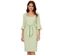 Adrianna Papell Women's Tie-Front Bell-Sleeve Sheath Dress
