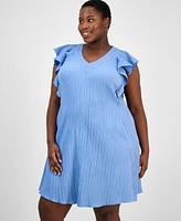 Sandra Darren Plus Flutter-Sleeve Shift Dress