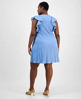 Sandra Darren Plus Flutter-Sleeve Shift Dress