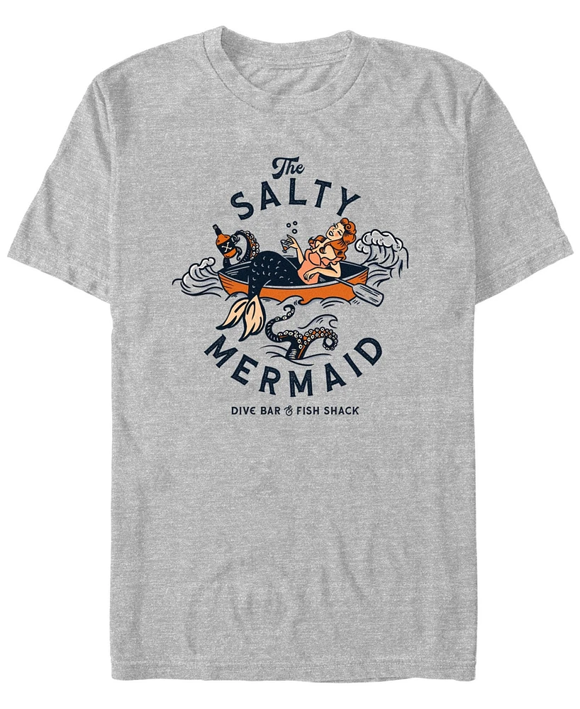 Design By Humans Men's The Salty Mermaid Dive Bar Fish Shack T-Shirt