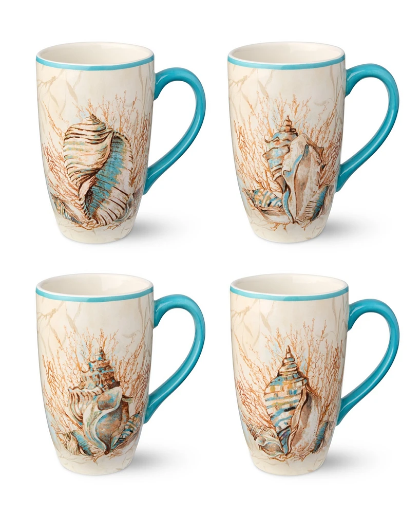 Certified International Escape to the Sea 4-Pc. Mugs, Service For 4