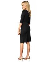 HotSquash London Women's Faux-Wrap Formal Dress with Sleeves