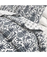 Linery & Co. Cotton Stitched Reversible Coastal 3 Piece Quilt and Sham Set