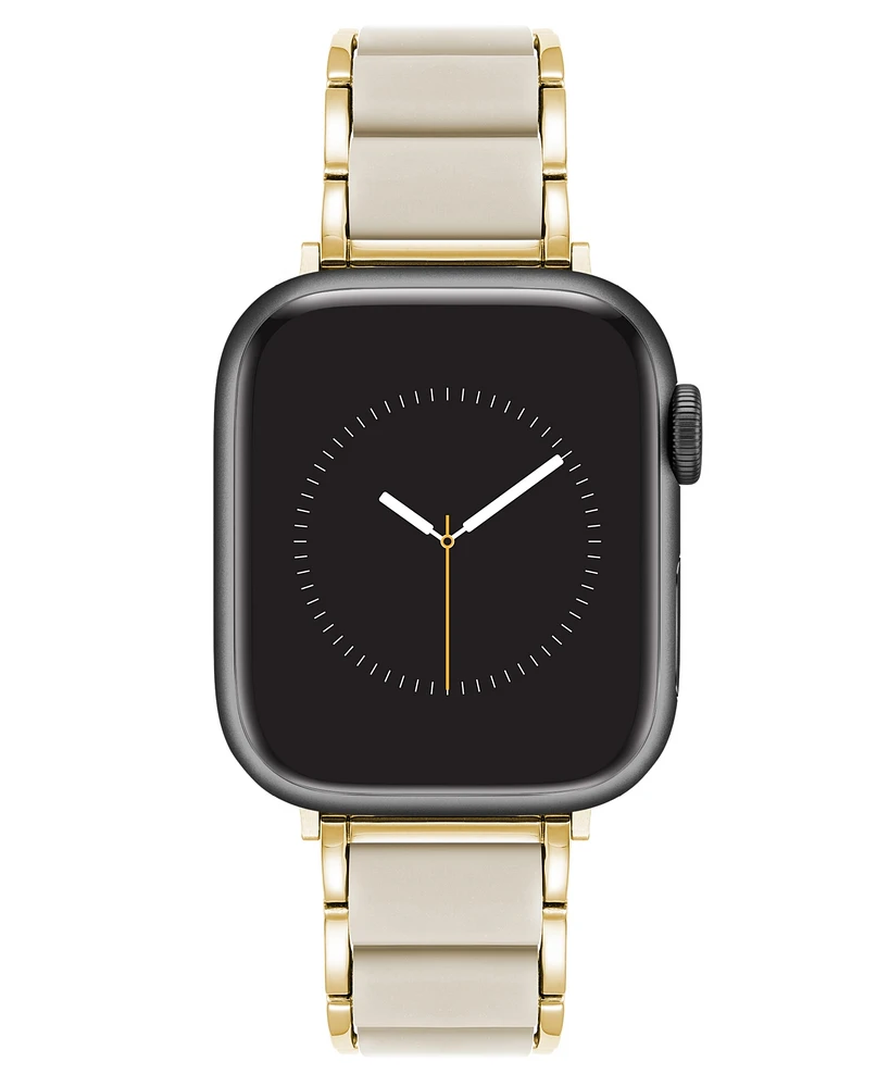 Anne Klein Women's Ivory Rubberized Link with Gold-Tone Alloy Metal Band for Apple Watch 10 38/40/41mm