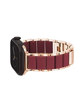 Anne Klein Women's Burgundy Rubberized Link with Rose Gold-Tone Alloy Metal Band for Apple Watch 10 38/40/41mm